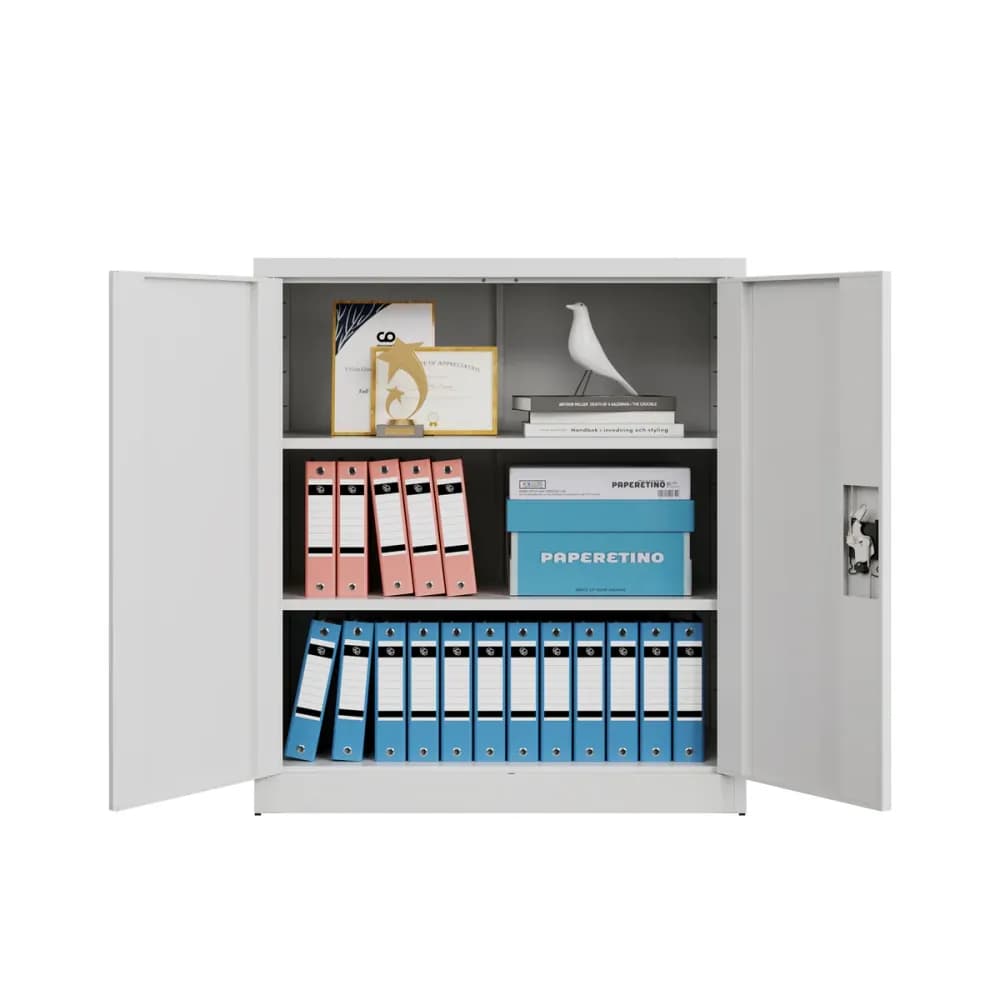 Steel Storage Cabinet 102 1020H White Door Open
