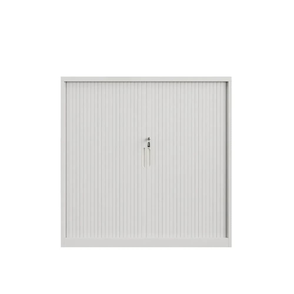Steel Tambour Cabinet 1200 H1200xW1200-White Front View