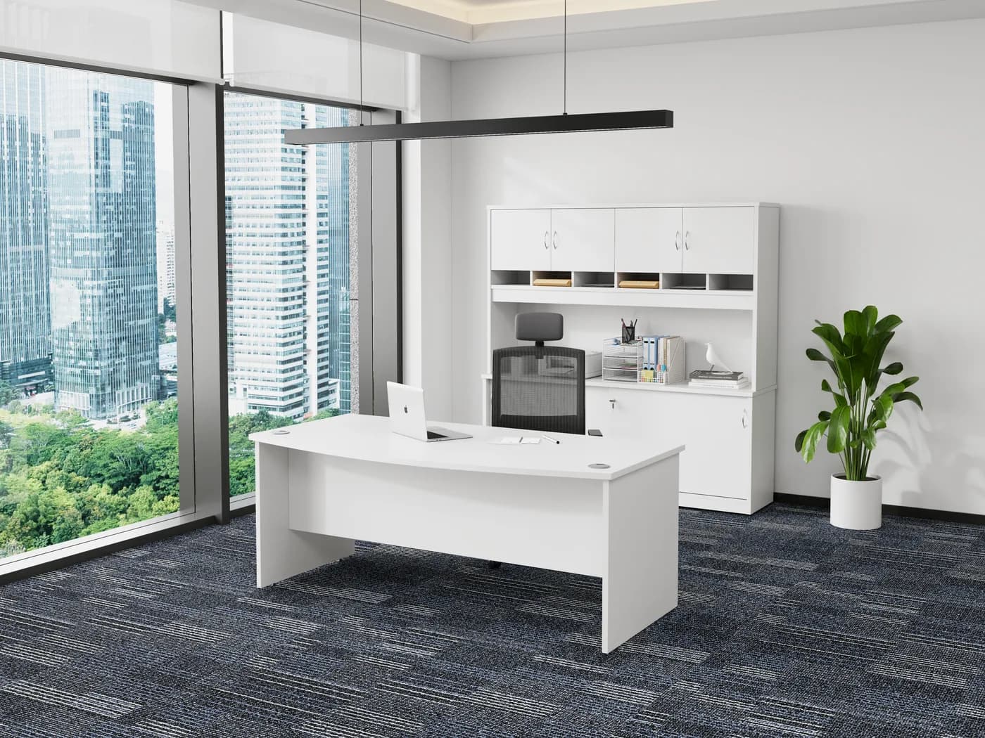 Bow Front Desk shown in an office setting